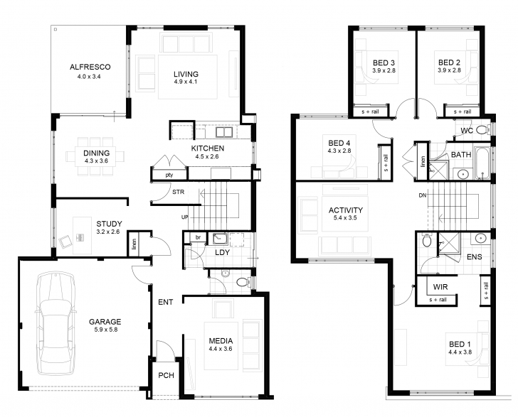 Interesting Double Storey 4 Bedroom House Designs Perth | Apg Homes Double Storey House Plans Photo