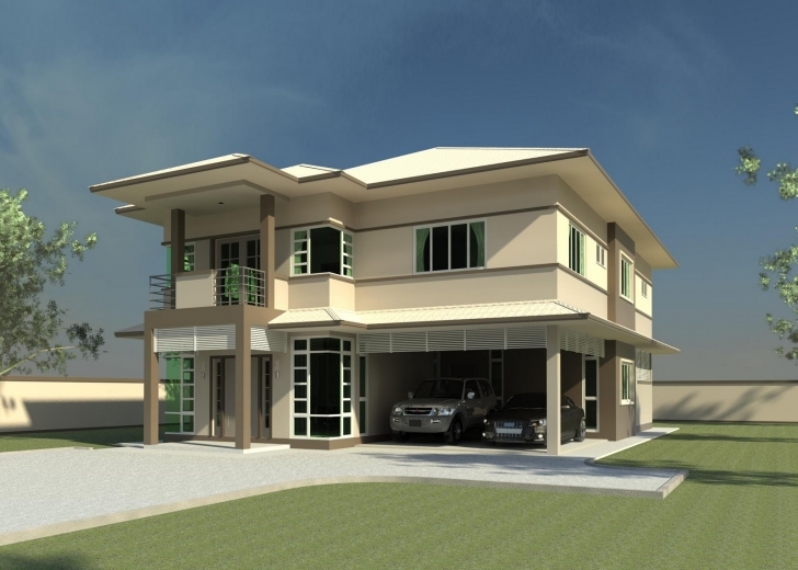 Interesting Double Storey Building Design - Homes Floor Plans 5 Bedroom Buildings Image