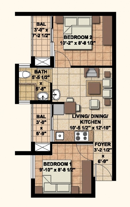 Interesting Fascinating 20*50 House Plan 2Bhk Images - Exterior Ideas 3D - Gaml 20*50 House Plan 2 Bhk 3D Picture