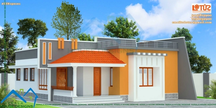 Interesting Fascinating Front Elevation Of Single Floor House Kerala Also Single Floor House Front Elevation Designs In Kerala Image
