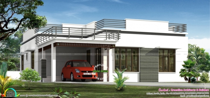 Interesting Flat Roof Single Floor Home In 1300 Sq-Ft | Kerala Home Design 2 Bedroom Flat Roof House Plans Photo