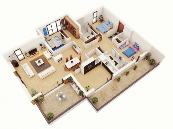 Interesting Free 3 Bedrooms House Design And Lay-Out Simple House Plan With 3 Bedrooms Picture