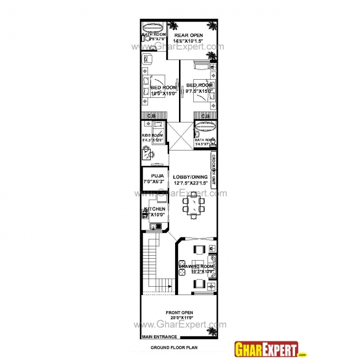 Interesting House Plan For 21 Feet By 85 Feet Plot (Plot Size 198 Square Yards 15 Feet By 60 Feet House Map Picture