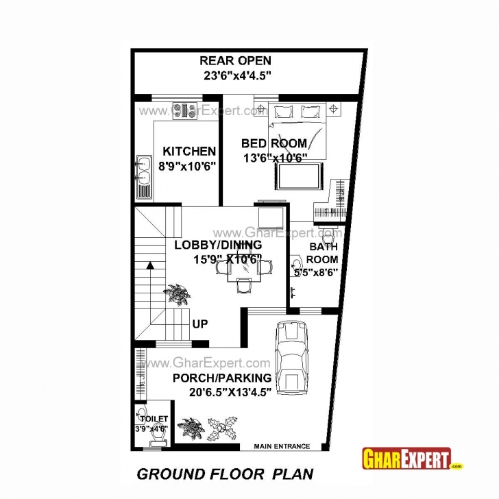 Interesting House Plan For 22 Feet By 42 Feet Plot (Plot Size 103 Square Yards 22*40 House Plan 3D Photo