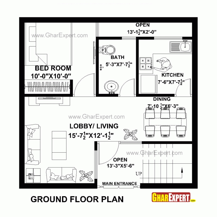 Interesting House Plan For 25 Feet By 24 Feet Plot (Plot Size 67 Square Yards 15 Feet By 25 Feet House Plans Pic