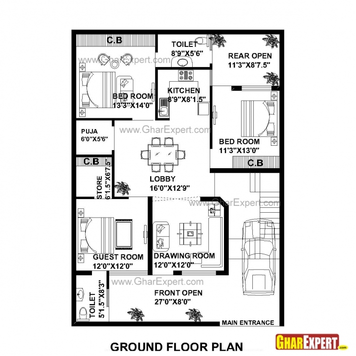 Interesting House Plan For 35 Feet By 50 Feet Plot (Plot Size 195 Square Yards 16*50 House Plan 3D Pic