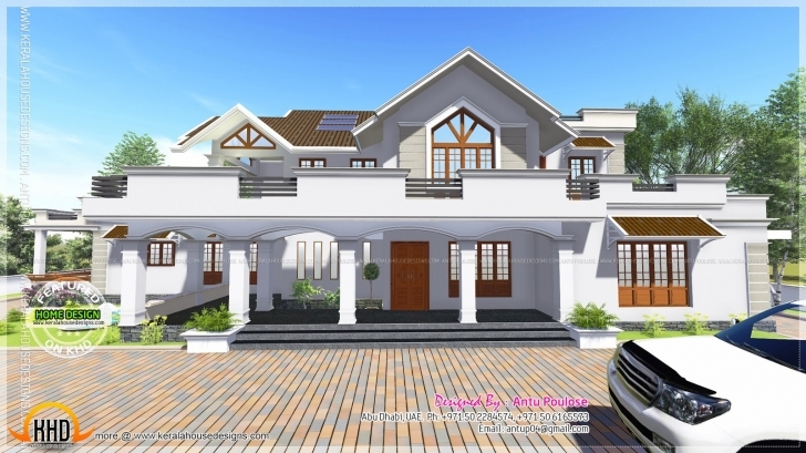 Interesting Modern Style Sloped Roof House - 4000 Sq.ft - Kerala Home Design And Kerala House Planners In Abu Dhabi Photo