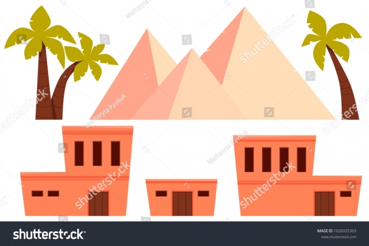 Interesting Set Ancient Egypt Flat Design Vector Stock Vector Hd (Royalty Free Ancient Egyptian Flat Roofed Houses Pic