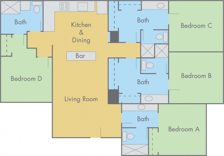Interesting Suites At Adobe Floor Plan - 4 Bedroom, 4 Bathroom Flat 4 Bedroom Flat Floor Plan Image