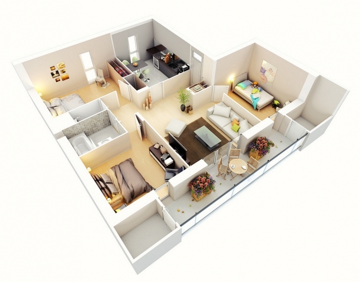 Interesting Three Bedroom Flat Interior Designs Detailed Three Bedroom Flat Three Bedroom Flat Pictures Image