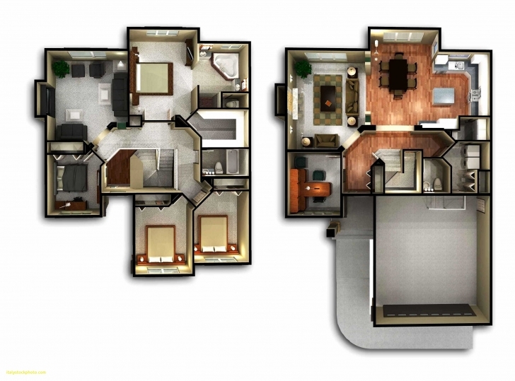Latest 2 Floor House Plans 3D | House For Rent Near Me 2 Storey House Plan 3D Photo