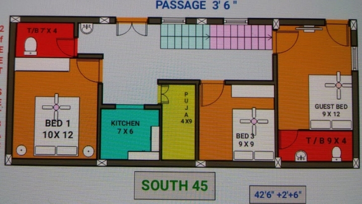 Latest 22 X 45 (18 X 42) North East House Plan Naksha Map - Youtube 22X45 Plan 2D Image