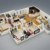 Modern 3 Bedroom House Floor 3D Plans