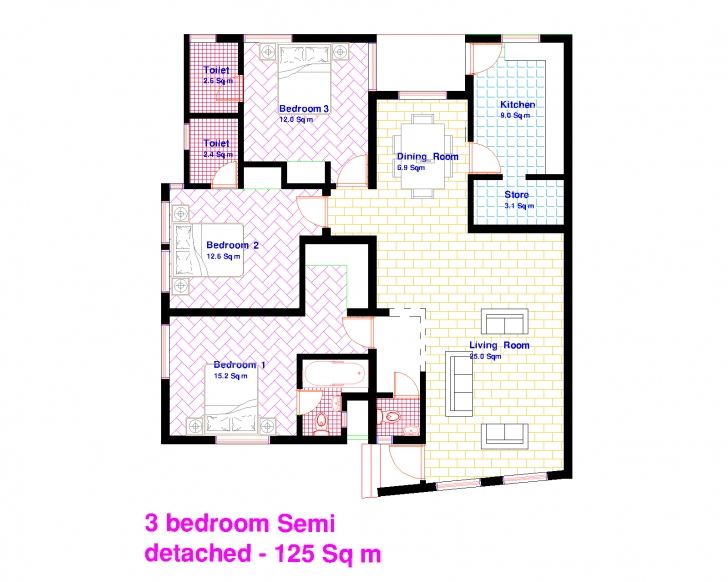 Latest 3 Bedroom Semi-Detached Bungalow | Multa Casa Semi Detached Bungalow Plans Image