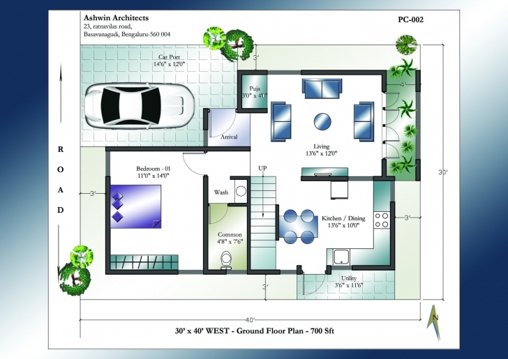 Latest 30 X 40 House Plans | 30 X 40 West Facing House Plans 20*35 House Plan West Facing Pic