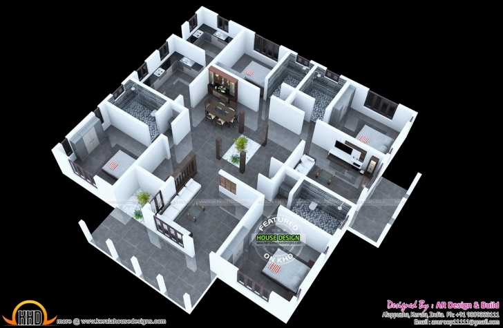 Latest 60 Best Of Images 4 Bedroom House Plans 3D | Hous Plans Inspiration 4 Bedroom House Plans Indian Style 3D Image