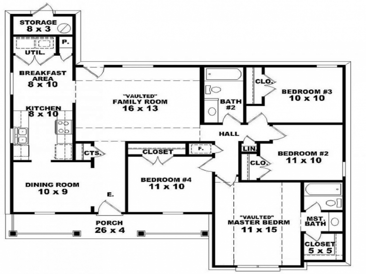 Latest Four Bedroom Floor Plan Home Design Ideas Pictures Simple 4 Plans Simple 4 Bedroom House Plans One Story Photo