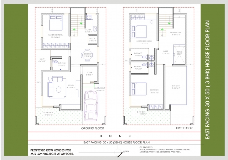 Latest Upcoming Residential Villas | Beml | Mysore One 30*50 House Plan 3Bhk Image
