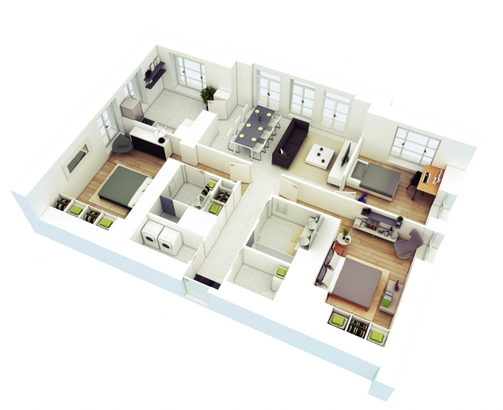 Marvelous 25 More 3 Bedroom 3D Floor Plans | 3D, Building And Bedrooms House Map Design 25*50 3D Image
