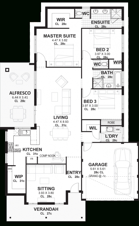 Marvelous 3 Bedroom House Plans &amp; Designs Perth | Vision One Homes 3 Bedroom House Plans Image
