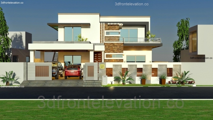 Marvelous 3D Front Elevation: 1 Kanal House Plan Layout 50' X 90' 3D Front Pakistani House Front Elevation Designs Photo