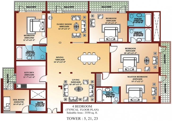 Marvelous 4 Bedroom Luxury House Plans - Homes Floor Plans Building Plan For 4 Bedroom Flat Image