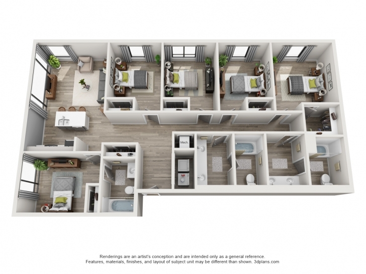 Marvelous Floor Plans The Ruckus Lofts Austin Apartments Inspirations Plan 5 5 Bedroom House Plans 3D Pic