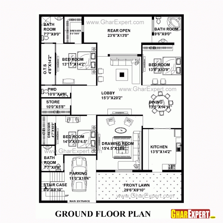 Marvelous House Plan For 50 Feet By 65 Feet Plot (Plot Size 361 Square Yards 50 Feet By 50 Feet Houses Picture