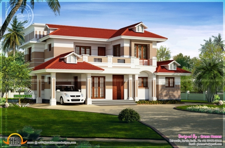 Marvelous Nice Red Roof House Exterior Indian Plans - House Plans | #84576 Painting Of House With Red Roof Pic
