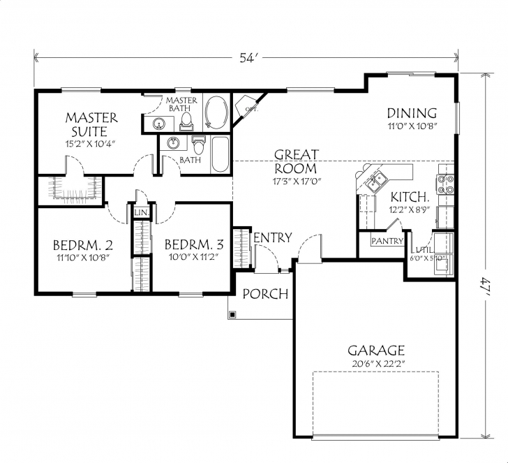 Marvelous Single+Story+Open+Floor+Plans | Single Story Plan 3 Bedrooms 2 3Bedrooms With Garages Floor Plan Image