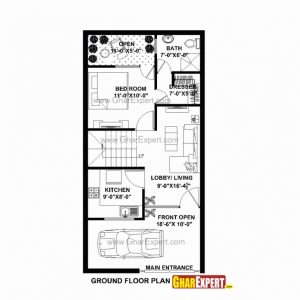20*60 House Plan East Facing