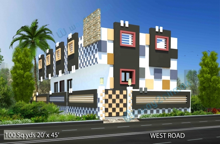 Most Inspiring Way2Nirman: 100 Sq Yds 20X45 Sq Ft West Face House 1Bhk Elevation 20X45 House Plan West Facing Picture