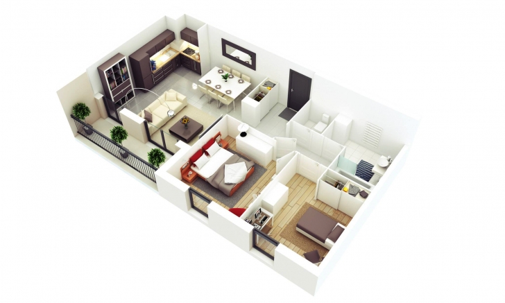 Must See 25 More 2 Bedroom 3D Floor Plans - Round House Co 2 Bedroom House Plans 3D Photo