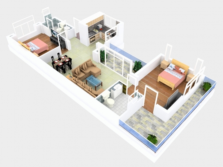 Must See 3 Bedroom House Floor Plans Single Story 3D Elegant 1200 Sq Ft House 3D Luxery House Plan1200 Sq Ft Pic