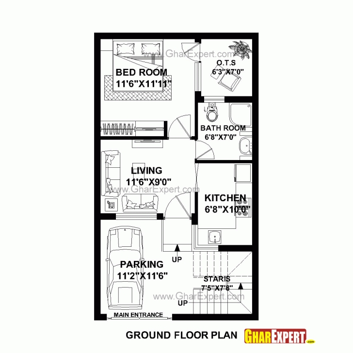 Must See House Plan For 20 Feet By 35 Feet Plot (Plot Size 78 Square Yards 20 Feet By 35 Feet House Plan Pic
