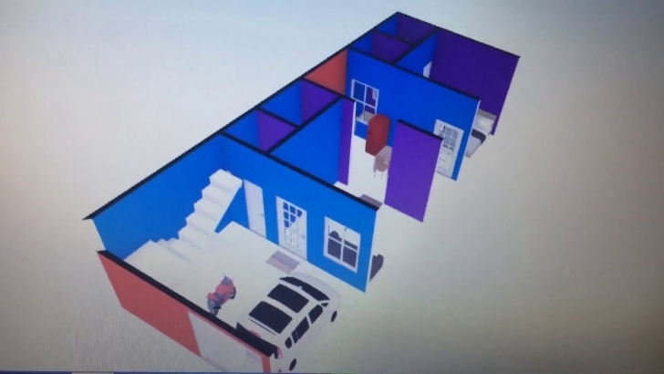 Outstanding 17X45 3D House Plan With Interior In Hindi | 17 X 45 3 डी हाउस 17*45 House Plan 3D Image