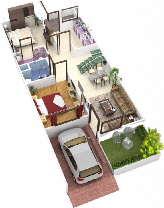 Outstanding 3D Home Design 20*50 | House Design 2018 20*50 House Plan 3D Picture