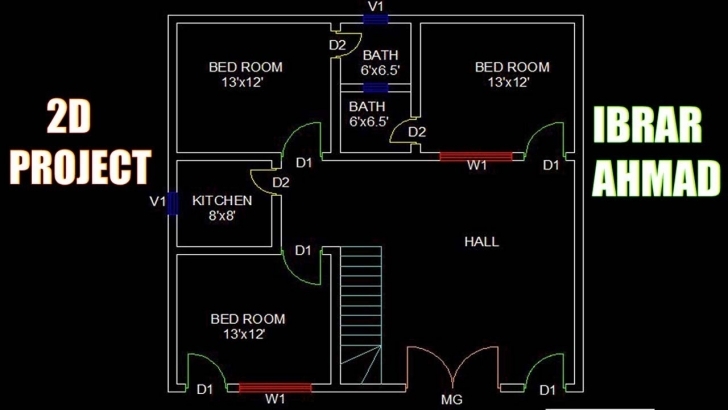 Outstanding Autocad Complete Tutorial 2D House Plan | Part 2 - Youtube Autocad 2D Plans For Houses Image