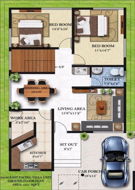 Outstanding Homely Design 13 Duplex House Plans For 30X50 Site East Facing 30*50 House Plan East Facing Image