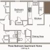 Simple Three Bedroom Flat Plan