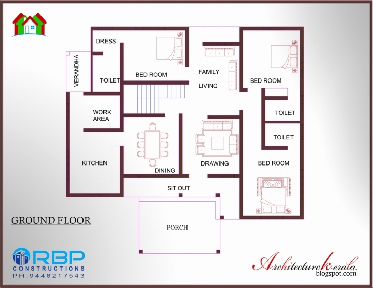 Picture of 3 Bedroom Double Storey House Plans Kerala Beautiful 2 Bedroom House 2 Bedroom House Plans Kerala Style 1200 Sq Feet Image