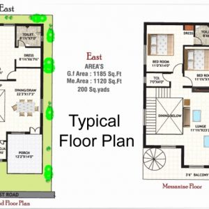 20*50 House Plan South Facing
