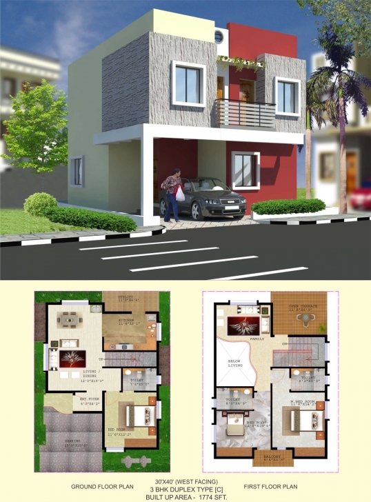 Picture of Floor Plan - Balaboomi City 30*50 House Plan 3Bhk Image