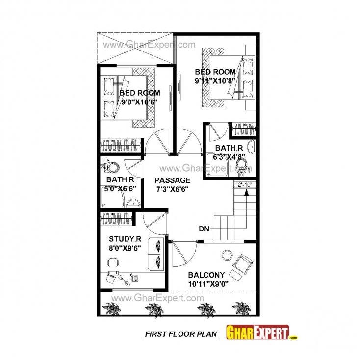 Picture of House Plan For 20 Feet By 45 Feet Plot (Plot Size 100 Square Yards 20*45 House Plans Image