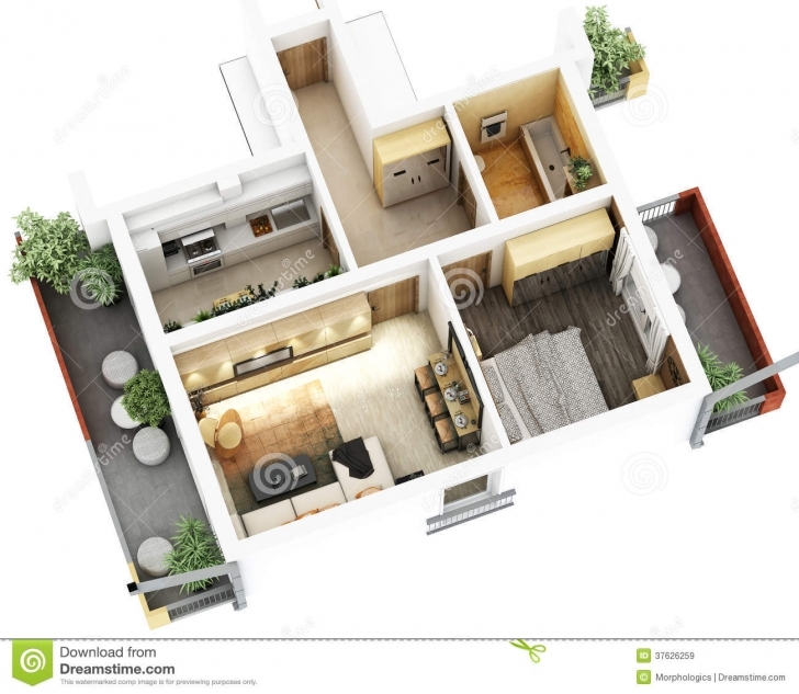 Popular 3D Floor Plan Stock Illustration. Illustration Of Design - 37626259 3D House Plan Images Free Image