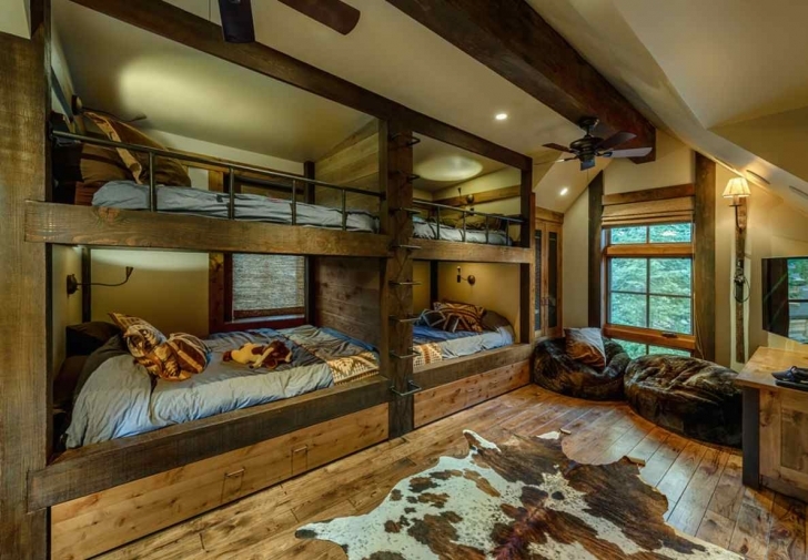 Popular Architecture: Cabin Decor Attractive Design For Bunk Beds Rustic Mountain Home Decor Pic