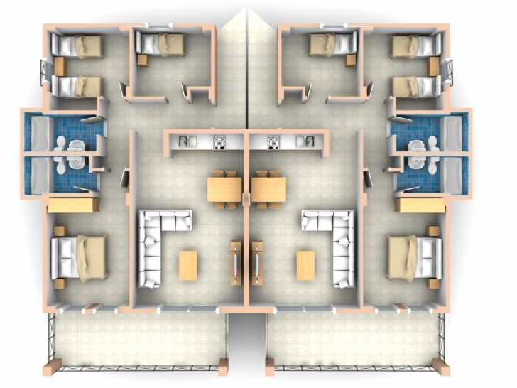 Popular Bedroom Flat Floor Plan Apartment - House Plans | #1678 Three Bed Room Flat Image