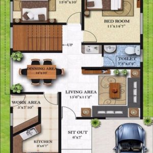50*40 House Plan 3D
