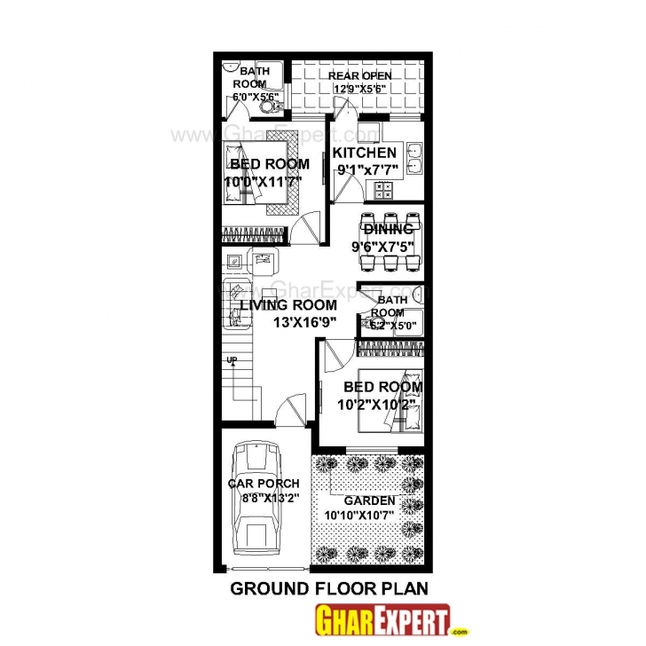 Popular House Plan For 21 Feet By 50 Feet Plot (Plot Size 117 Square Yards 50Ft House Map Image