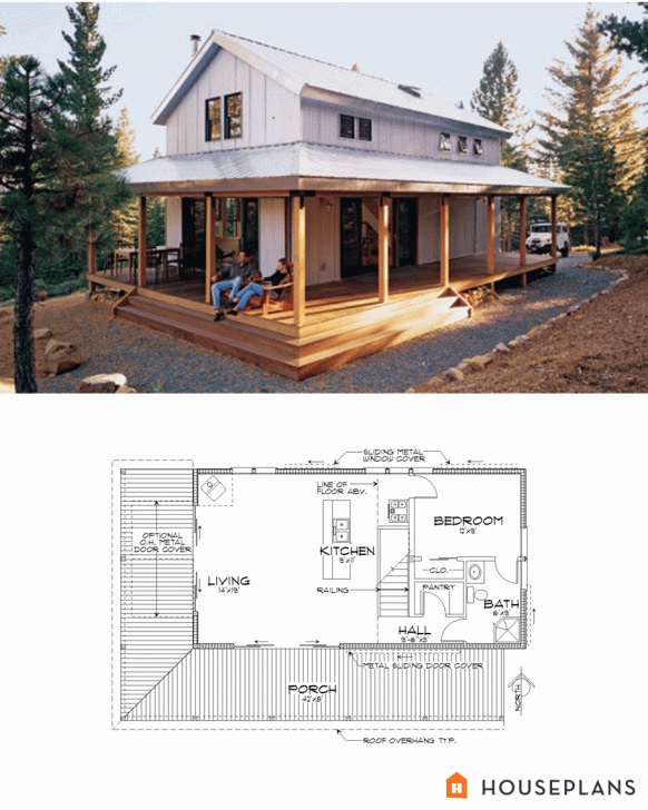 Popular Modern Farmhouse Cabin Floor Plan And Elevation 1015Sft Small Pool Small Modern Farmhouse Floor Plans Photo